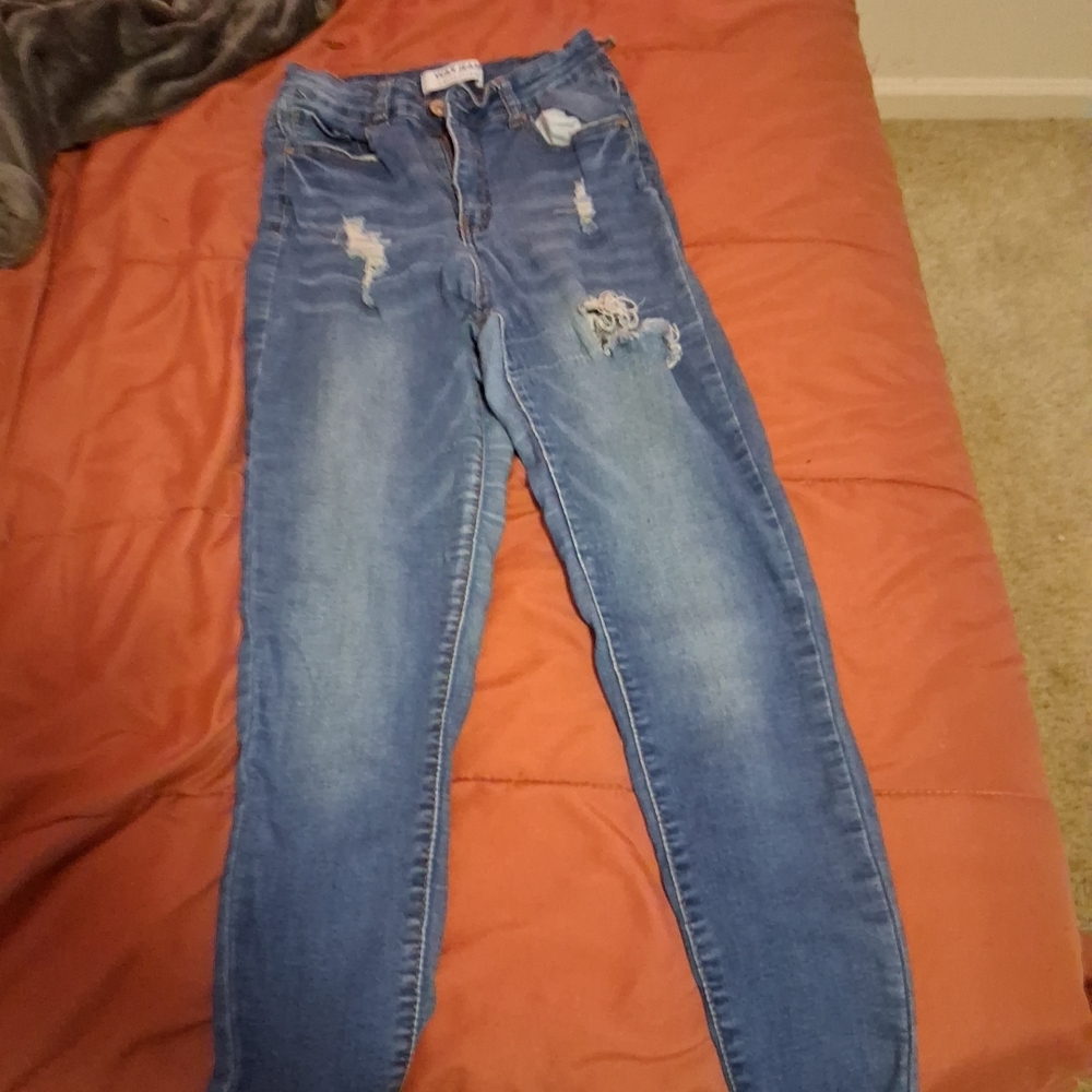 Wax Jean Blue Skinny Distressed Pants